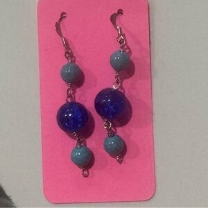 Brand new handmade blue and turquoise dangly earrings